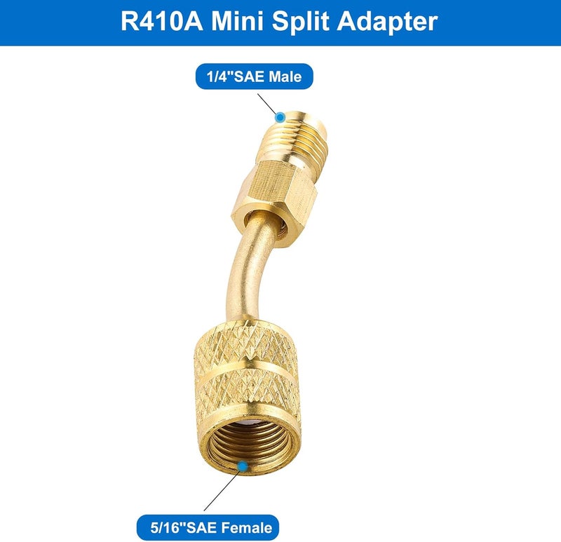 Tigbear R410A Mini Split Adapter Kit, 45 Degree R410A Swivel Adapters with 5/16" Female to 1/4" Male, Vacuum Pump Adapters for HVAC Refrigerant System - Image 2